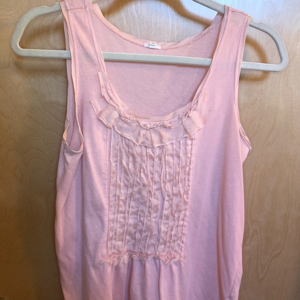 Pink ruffled tank